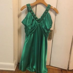 Pelicana emerald green silk dress